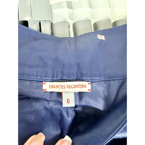 Frances Valentine Velour High Waisted Wide Leg Tuxedo Pants Navy Women's Size 6 - Picture 5 of 5